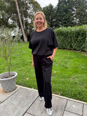 Black Seam Front Joggers