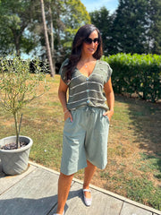 Khaki Drawstring Culottes Anya