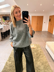 Grey Reverse Button Knit Cardi Larissa