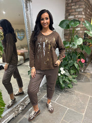 Chocolate Metallic Lightweight Knit Bella