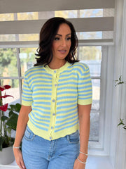 Lime Striped Knitted Cardi Evie