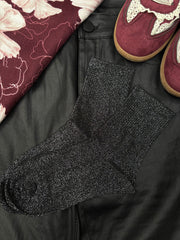 Black Glitter Ankle Socks