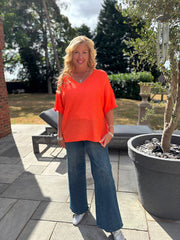 Orange Reverse Seam Knit Georgina