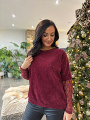 Wine Chenille Shimmer Sweatshirt Hailey