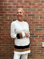 Winter White Striped Trim Knit Ophelia