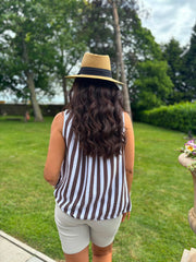 Chocolate Striped Sleeveless Top Tiana