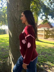 Wine Polka Dot Knit Natalie