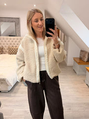 Stone Contrast Fleece Jacket Beth