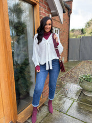 Winter White Knitted Tie Front Jumper Libby