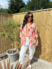 Red Poppy Print Blouse Rachel