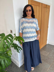 Blue Chevron Stripe Knit Olive