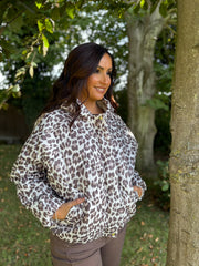Mocha Leopard Premium Puffer Jacket Marcia