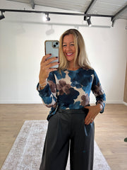 Navy Watercolour Floral Top Gaynor