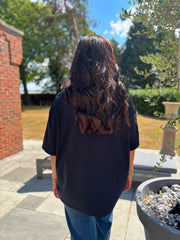 Black Beaded Floral Tee Faith