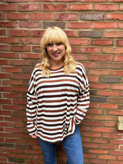 Chocolate Stripe Long Sleeve Top Yasmin