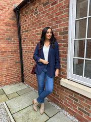 Navy Pinstripe Take You Anywhere Jacket