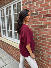 Wine Cotton Reverse Seam Knit Jo