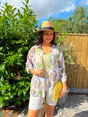 Mocha Abstract Leaf Shirt Rachel