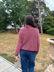 Wine Striped Zip Knit April