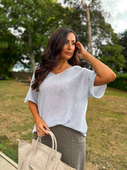 Grey Reverse Seam Knit Georgina
