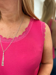 Lipstick Ribbed Lace Vest Trina