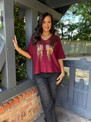 Wine Gold Angel Wings Knit Florence