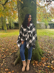 Charcoal Check Tie Shawl Roxie