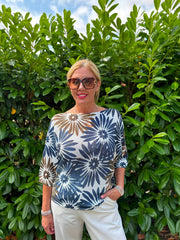 Navy Daisy Burst Knit Top Dawn