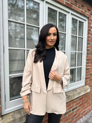 Stone Pinstripe Take You Anywhere Jacket