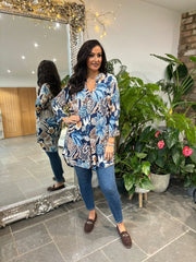 Navy Speckled Floral Tunic Gloria