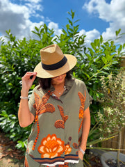 Khaki Tropical Print Shirt Maya