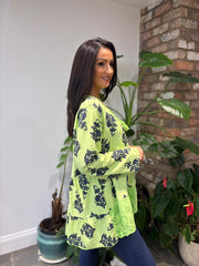 Lime Broderie Hem Tassel Top Ruth