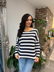 Navy Ribbed Stripe Top Leanne
