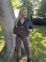 Chocolate Gold Buttoned Jacket Vanessa
