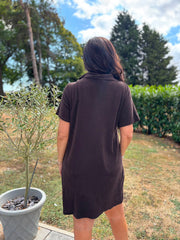 Chocolate Collared Towelling Dress Natasha