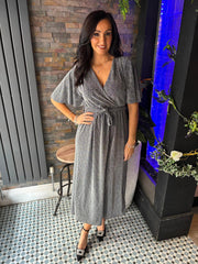 Silver Shimmer Angel Sleeve Dress Maddie