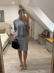 Grey Stud Detail Two Piece Skirt Set Wilma