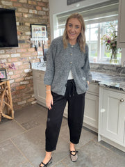 Grey Reverse Button Knit Cardi Larissa