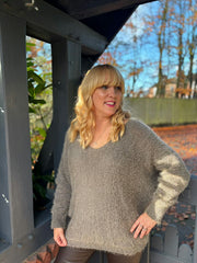 Mocha Shimmer V Neck Knit Seren