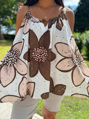 Chocolate Broderie Floral Vest Top Becky