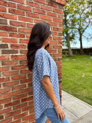 Denim Polka Dot Top Everly
