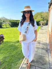 White Bubble Cotton Trouser Set Jasmine