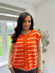 Orange Stripe Knitted Waistcoat Emily