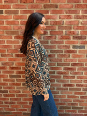 Teal Diamond Shimmer Top Freya