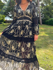 Black Luxury Gold Embroidered Maxi Seraphina
