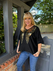 Black Gold Angel Wings Knit Florence