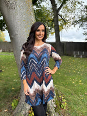 Navy Zig Zag Print Tunic Layla