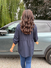 Navy Tie Waist Jacket Charlotte