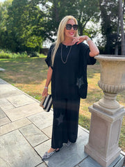 Black Sequin Star Trousers Taryn