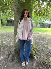 Pink Fringed Neck Top Donna